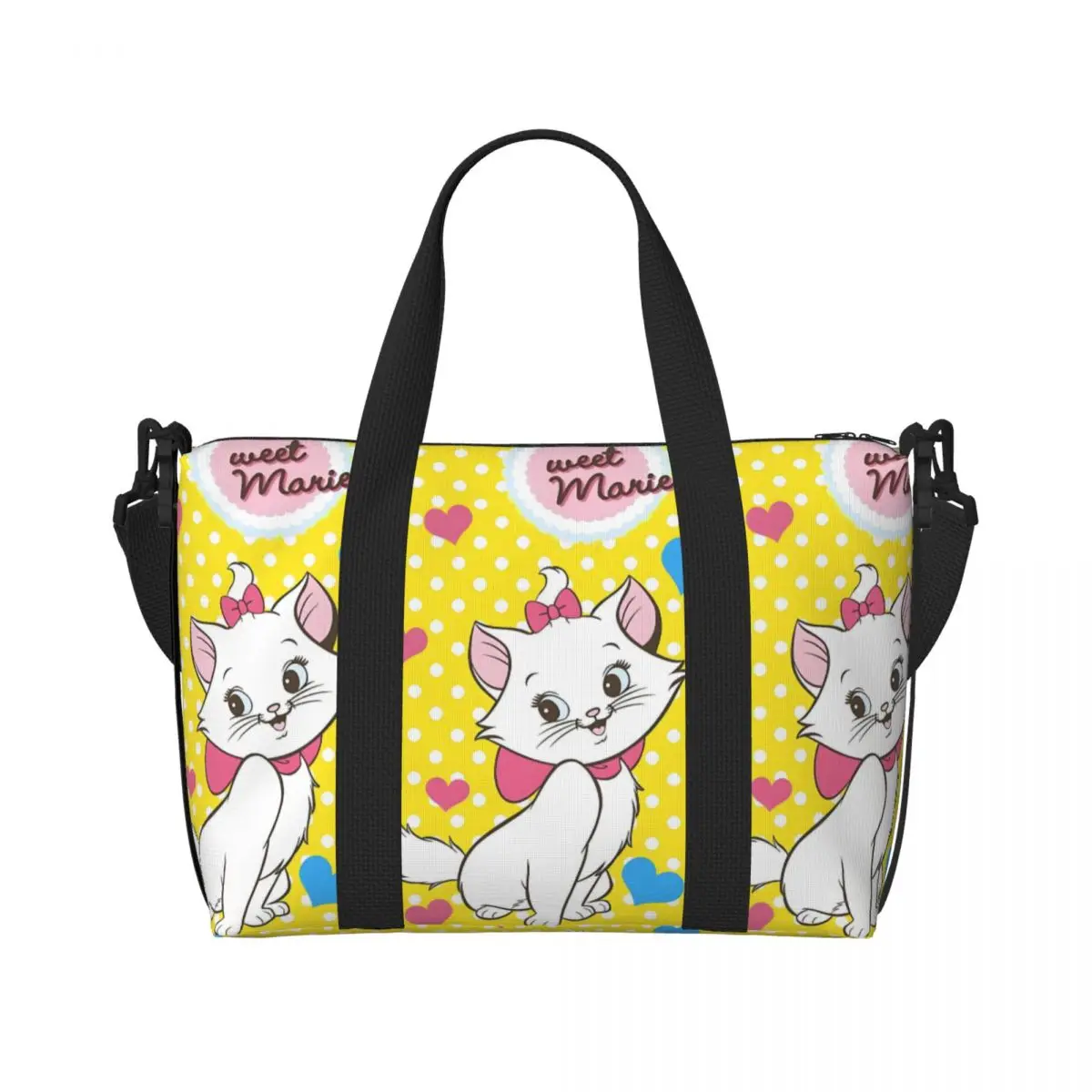 

Custom Large Cute Cartoon Marie Cat Tote Bag Women Animal Movie Shopping Shoulder Gym Beach Travel Bag