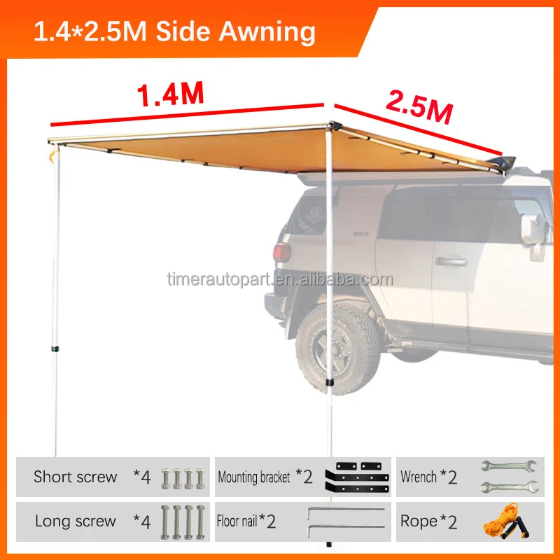 Custom Logo Sunscreen Car Awning Side Outdoor Rainproof Camping Canopy Van Installation Extension Side Tent view 4
