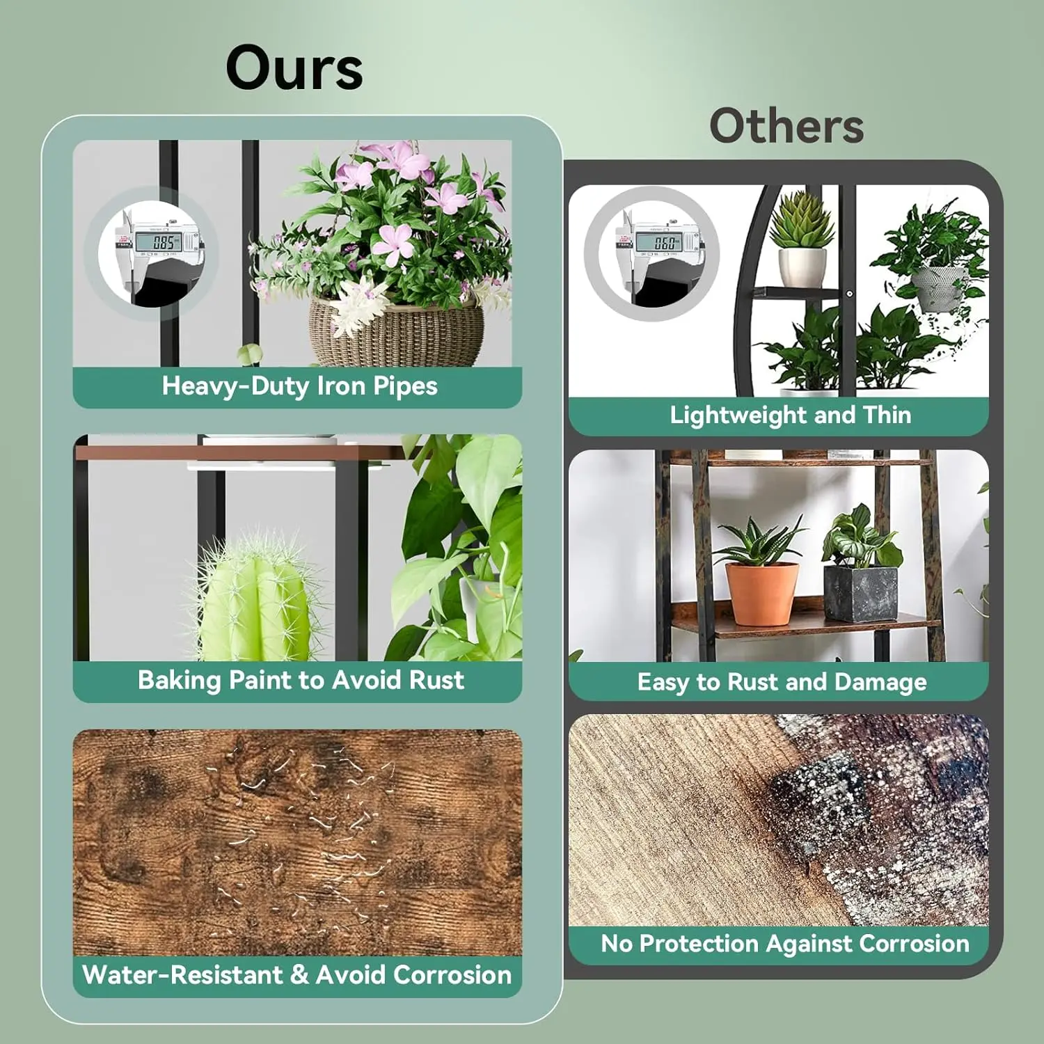 Support pour plantes d'intérieur à 11 niveaux avec lumières de culture réglables, cadre métallique de 62 po de haut pour plusieurs Pots dans le salon