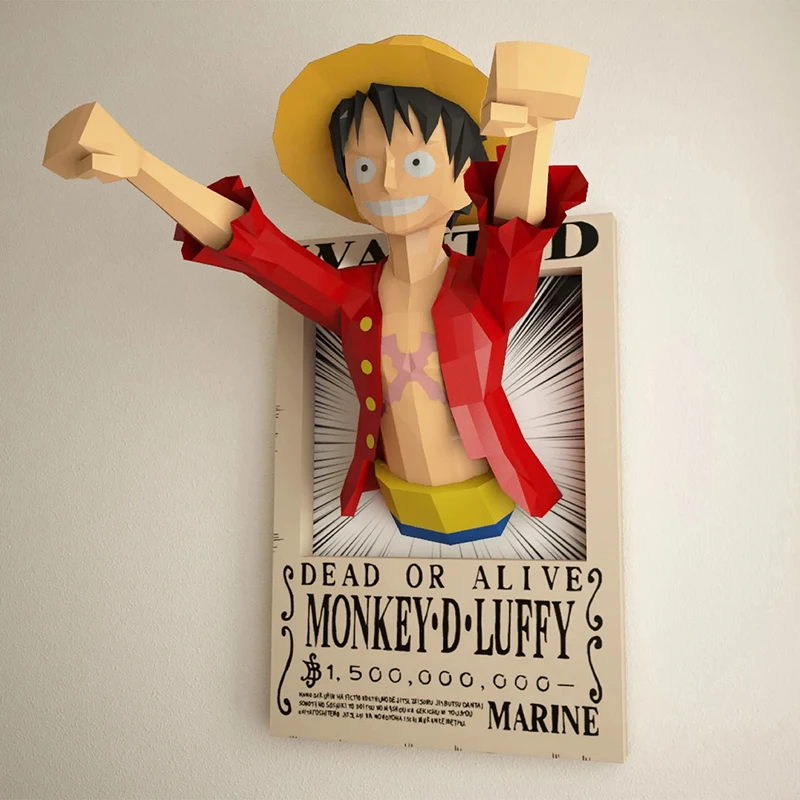 3D Paper Papercraft One piece Monkey D Luffy Living Room Wall Hanging Dining room Boys Bedroom Decor Decoration DIY Toys