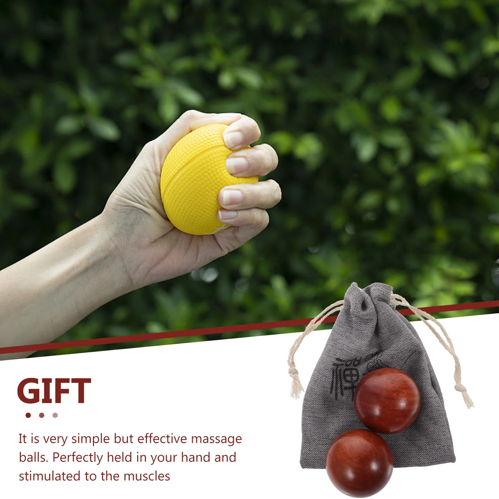 

1 set 1 Set Of Fitness Ball Smooth Wooden Massage Balls For Stress Relief Hand Exercise Portable Hand Training Tools