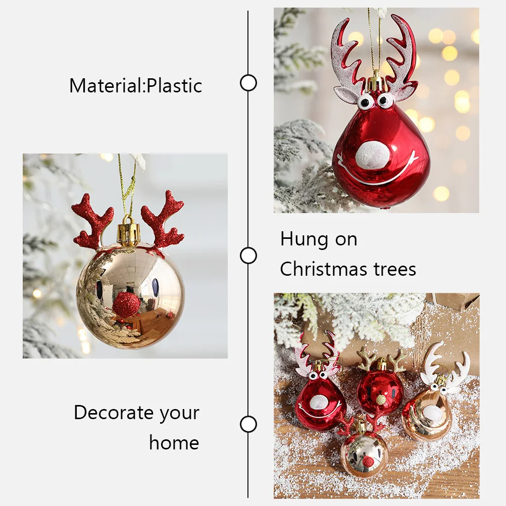 

4pcs Christmas Tree Hanging Ornaments Plastic Xmas Decorations Sturdy Party Home Office Decor Hanging Ball Decorations