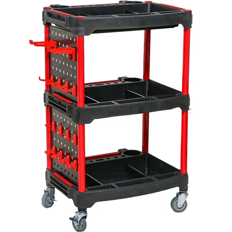 

Tool Cabinet Cart With Hanging Plate Hook Up Three-layer Tool Cart Workshop Repair Tools Hardware Tool Storage Box