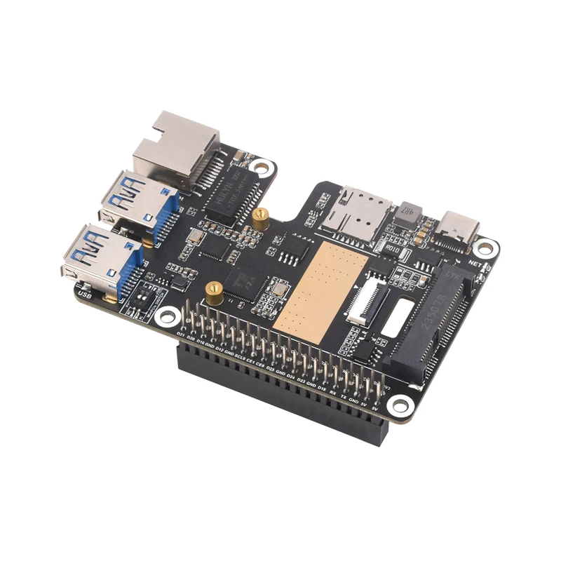 PCIe TO MiniPCIe GbE USB3.2 HAT+, Supports MiniPCIe interface 4G Module, High-speed Networking, Raspberry Pi 5 HAT