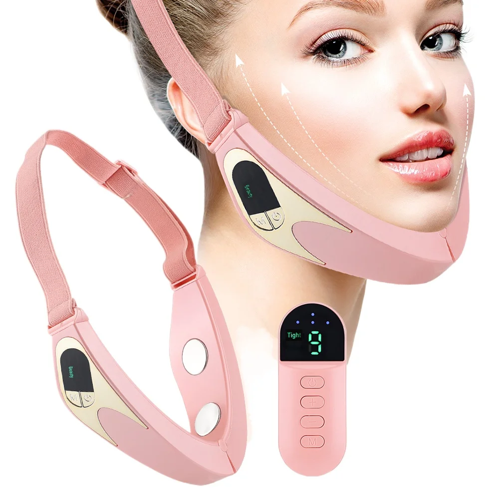 Double chin hot compress face lift massager, lift face firming vibration massager