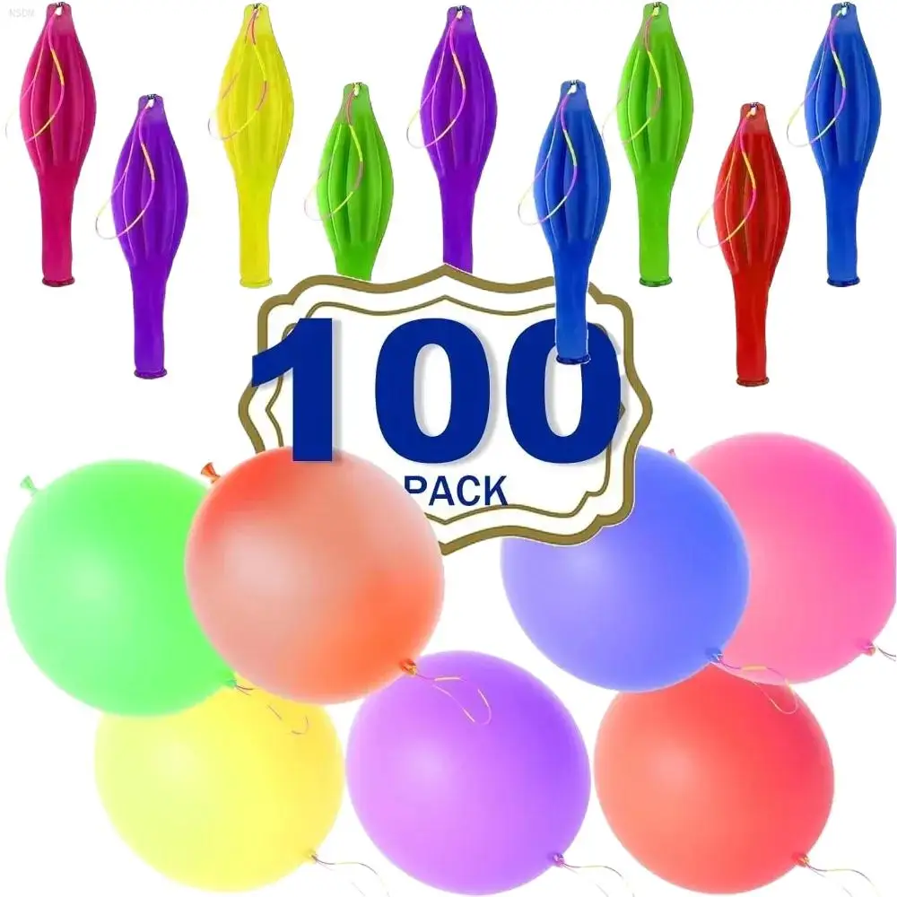 

NSDM 100Pcs Punch Balloons with Elastic Bnad Shake Clap Fitness Balloon Kids Toys Thicken Fun Balls Birthday Party Decoration