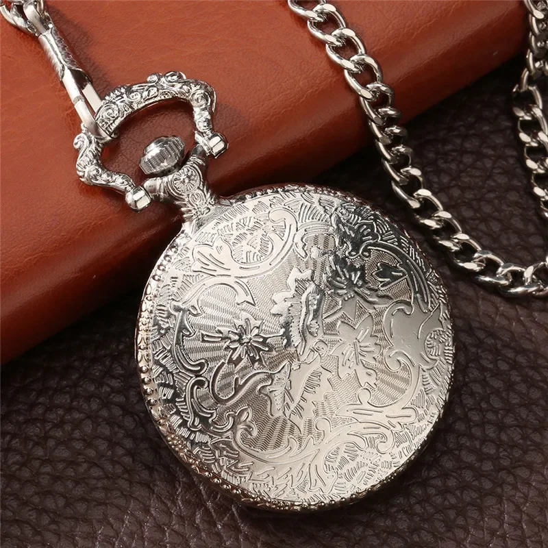 Silver Carved Sailing Canvas Boat Alloy Cover 1797-1997 Fob Quartz Pocket Watch for Men Women with 30Cm Pendant Chain Clock Gift