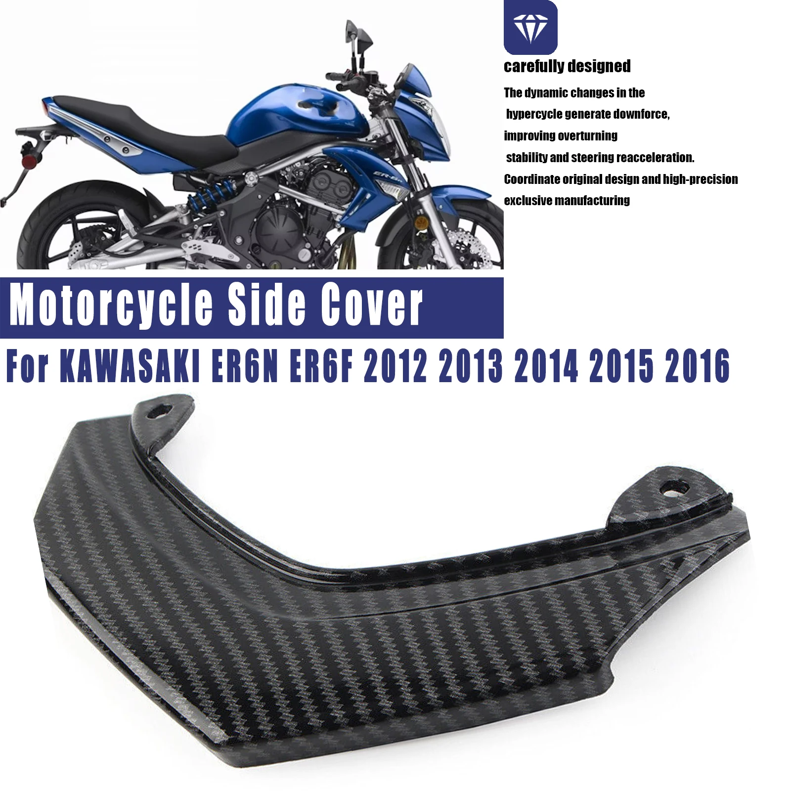 Motorcycle Rear Upper Tail Side Cover Fairing kit ABS Carbon Fiber Injection For KAWASAKI ER6N ER6F 2012 2013 2014 2015 2016