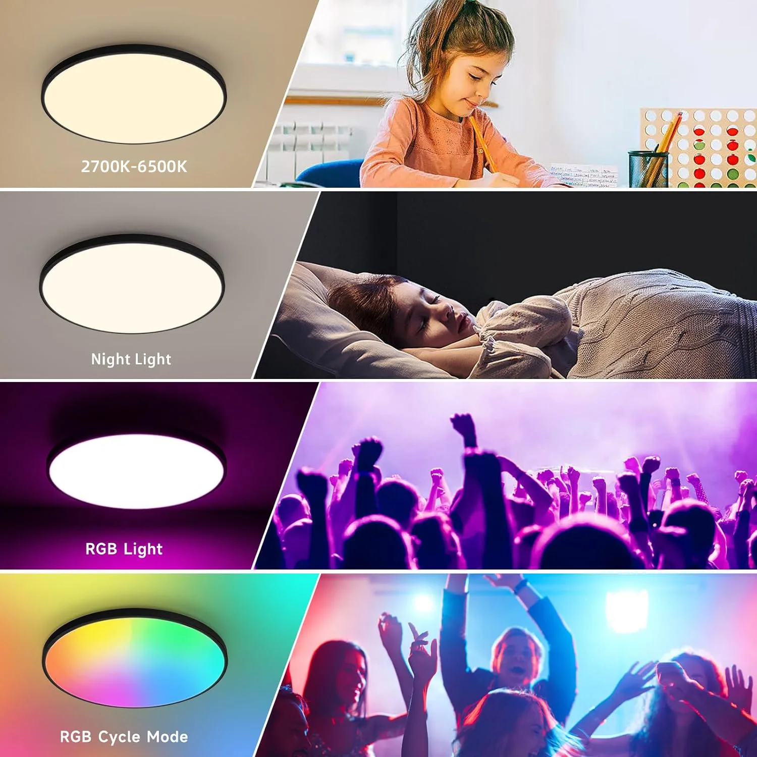 Tuya WiFi Smart RGBCW Round Ceiling Light 85-265V Dimmable Voice Control Alexa Google Bedroom Flush Mount Lamp