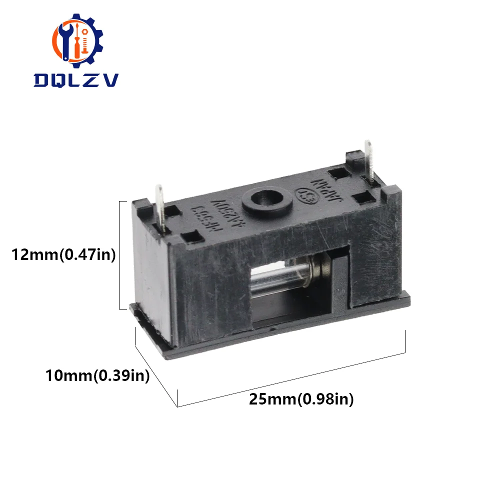 5X20MM Car Fuse Box 0.63A-30A 250V Black Fuse Holder 5*20mm 2Pin PCB Mounting Box Fuse Tube Socket