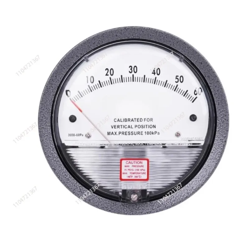 Round Magnehelic Differential Pressure Meter, Multi Range Pa Air Differential Pressure Gauge for HVAC Cleanroom Medical Room