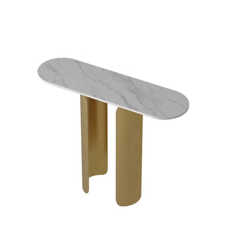 #Italian Light Luxury Metal Marble Entrance Console Table Pedestal Base Modern Simple Door Entry Super Storage Home Furniture