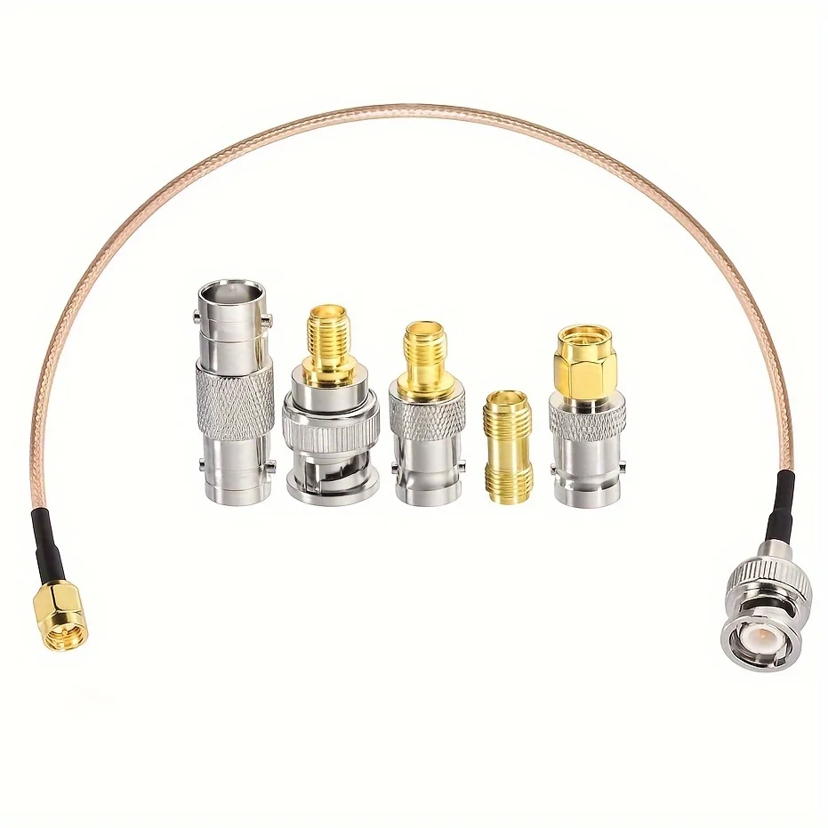 SMA ชาย BNC ชาย 20 ซม.+ 5pcs RF COAX ADAPTER Kit SMA TO BNC สาย SMA BNC ชุดสายเคเบิลอะแดปเตอร์สําหรับ RF การใช้งาน/เสาอากาศ