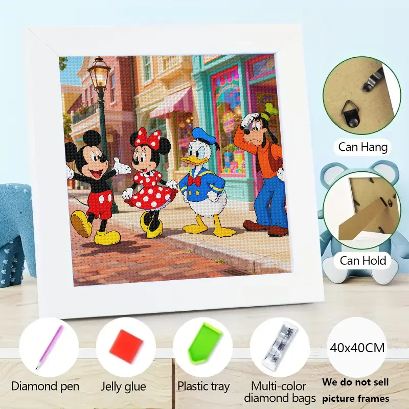 

5D DIY Полный квадратный комплект алмазной живописи, классический Дисней Микки Маус Минни Дональд Дак Гуфи Персонажи мультфильмов Ходьба Улица