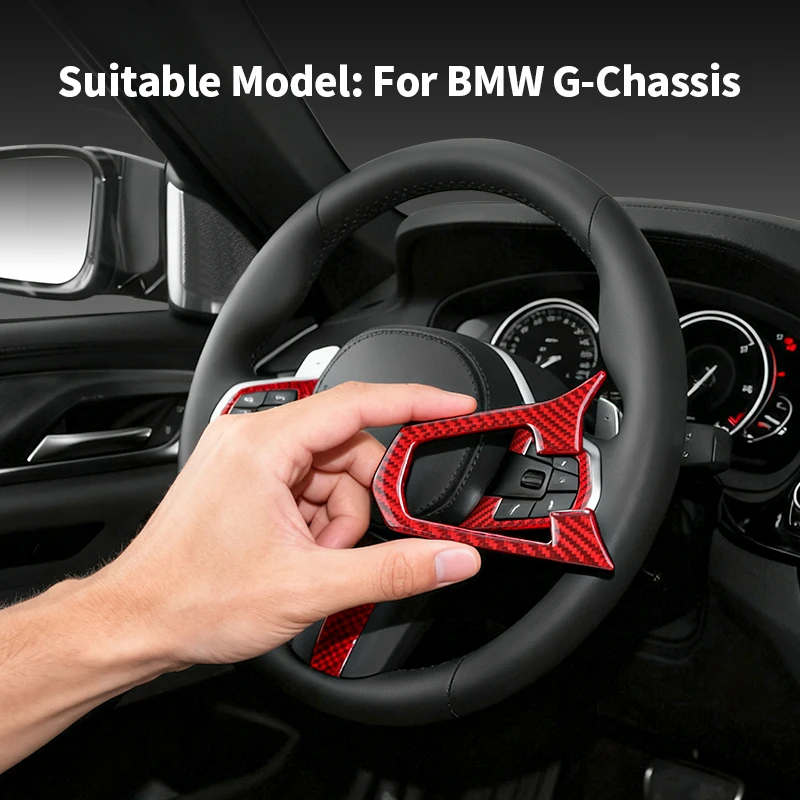 

For BMW G-Chassis Carbon Fiber Car Steering Wheel Panel Trim Frame Sticker Anti Scratch Interior Performance Tuning Accessories