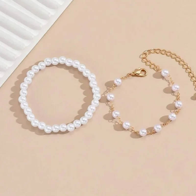 bracelet with pearls for Women Fashion Silver Color Adjustable Elegant Pearls Bangle Fine Wedding Banquet Jewelry Gifts