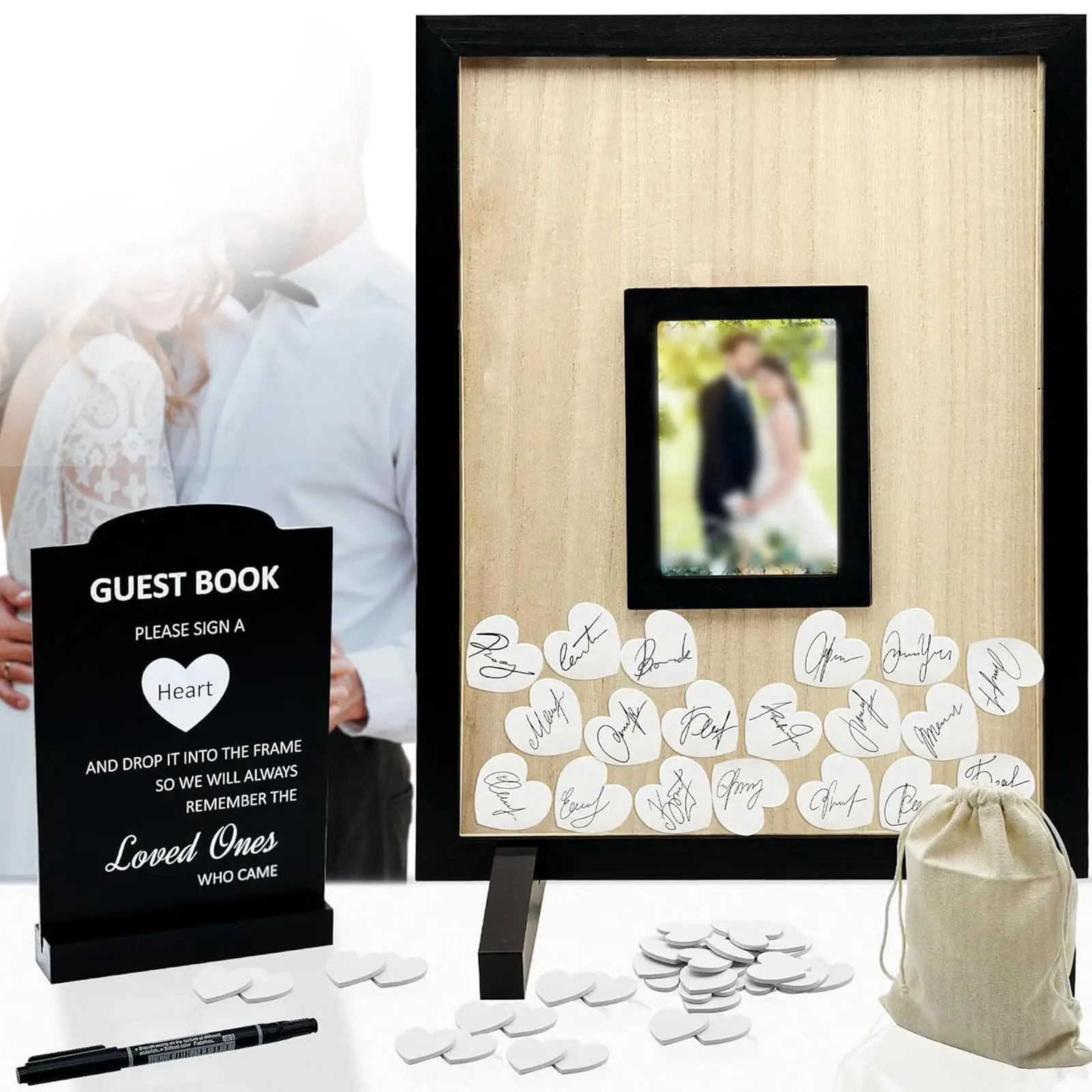 

Акриловая альтернатива свадебной книге пожеланий: деревянная коробка-сердце для гостей с подставкой, уникальная рамка для подписей на приеме или вечеринке