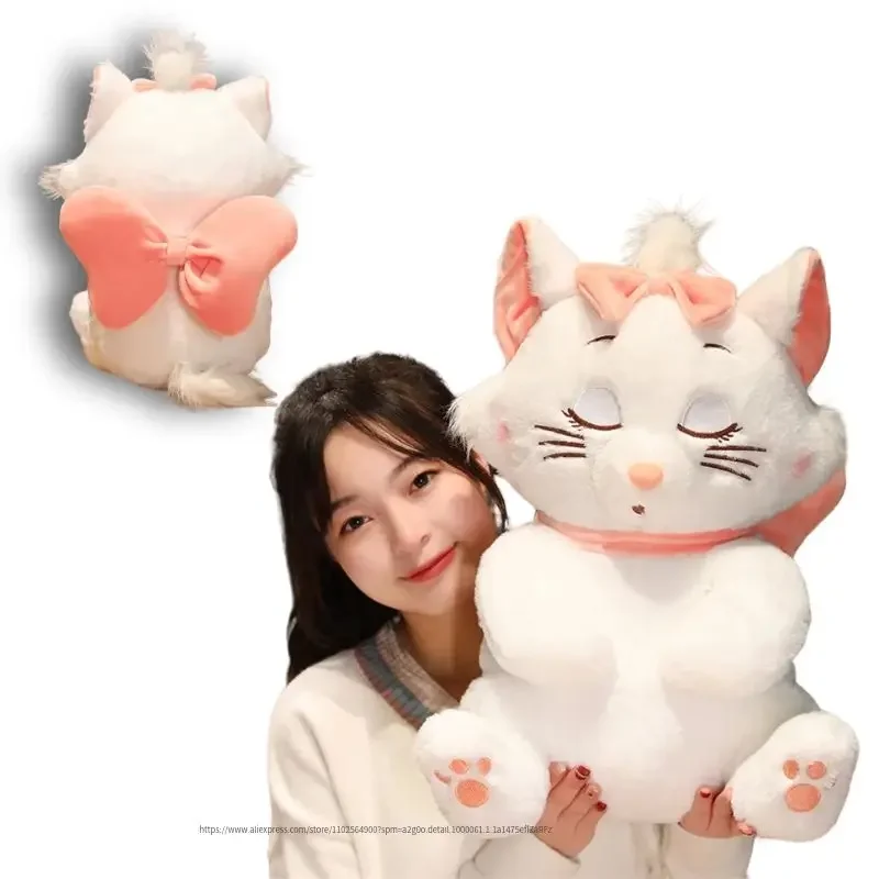 Peluche chat blanc doux pour filles, jouet moelleux, animal de dessin animé Kawaii, film télévisé, chaton femelle, cadeau Rick, 30 cm, 45cm