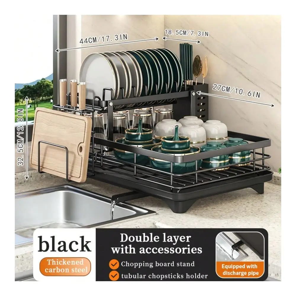 This DoubleLayered, Large Metal And Carbon Steel Cutlery Rack Is Perfect For Kitchen Countertops. Its SpaceSaving And Durable,