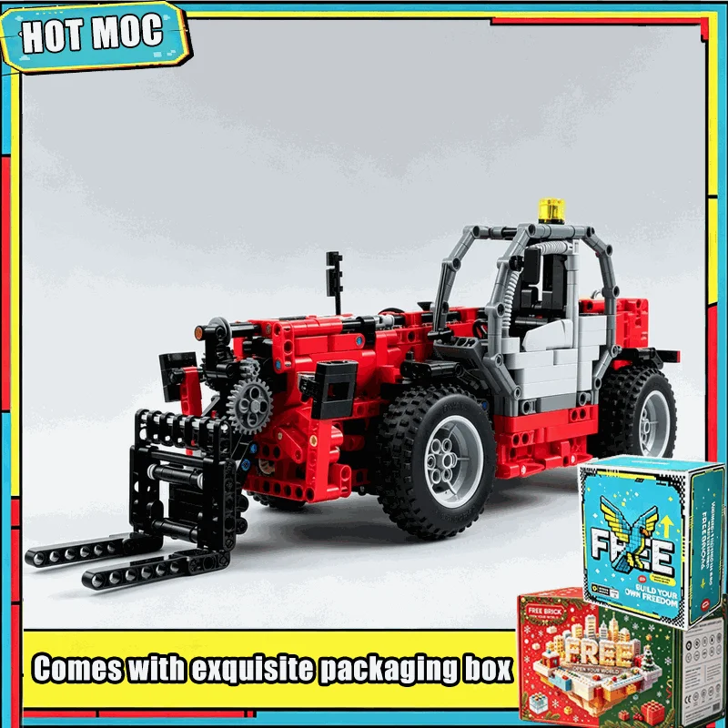 1467PCS MOC Motorized Telescopic Forklift Loader Vehicle Model Building Blocks DIY Assembly Creative Educational Christmas Gift