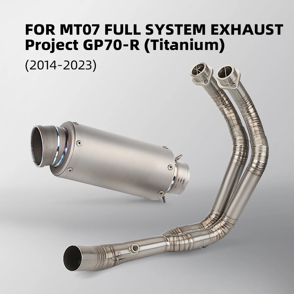 Titanium alloy full system exhaust GP70-R Racing muffler for Motorcycle MT07 XSR700 FZ700