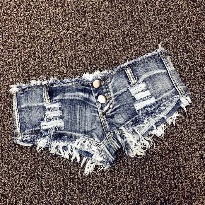 Denim shorts katoenen elastische franjes, nostalgische kleuren gewassen nachtclubs paaldansen hete meisjes strakke hotpants met lage taille 2025
