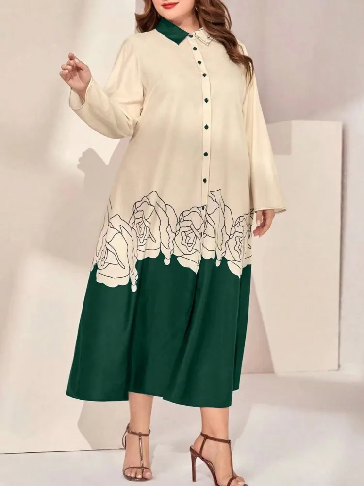 L-4XL Plus Size Clothes Dresses Women Robes Spring Autumn Long Sleeve Street Style Casual 3XL 4XL Big Size Long Dress Oversized 4