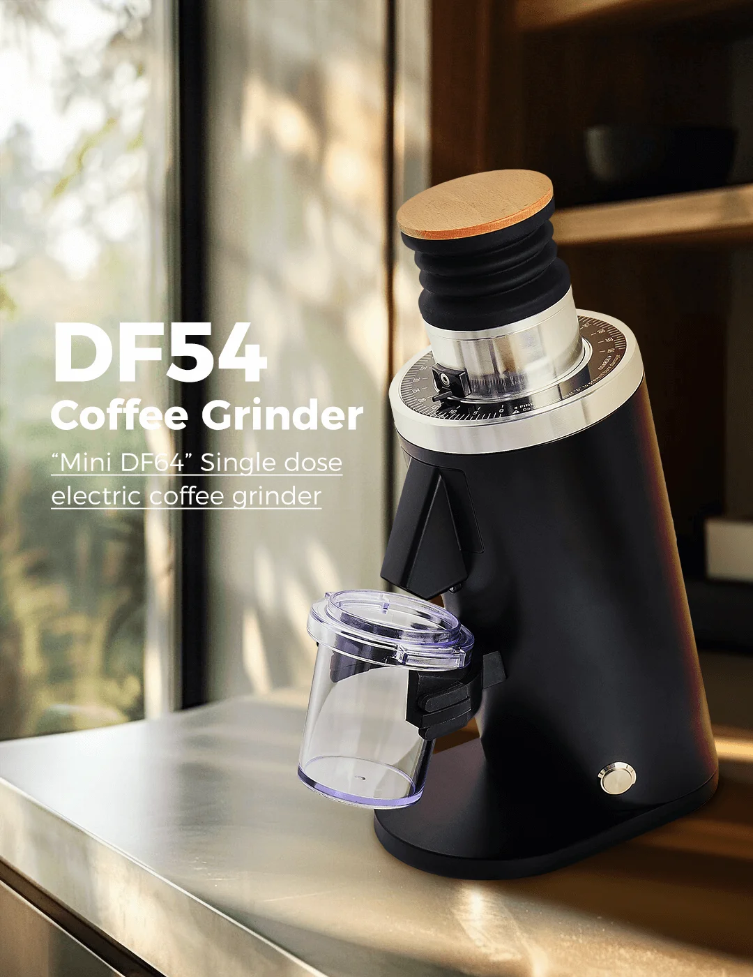 

New Design DF54 Household Espresso Electric Coffee Grinder 54mm Flat Burr Small Single Dosing Automatic Titanium for Hotels