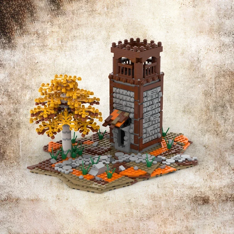 

Creative building block toy autumn Medieval Watchtower model 853 pieces DIY holiday gift suitable for everyone