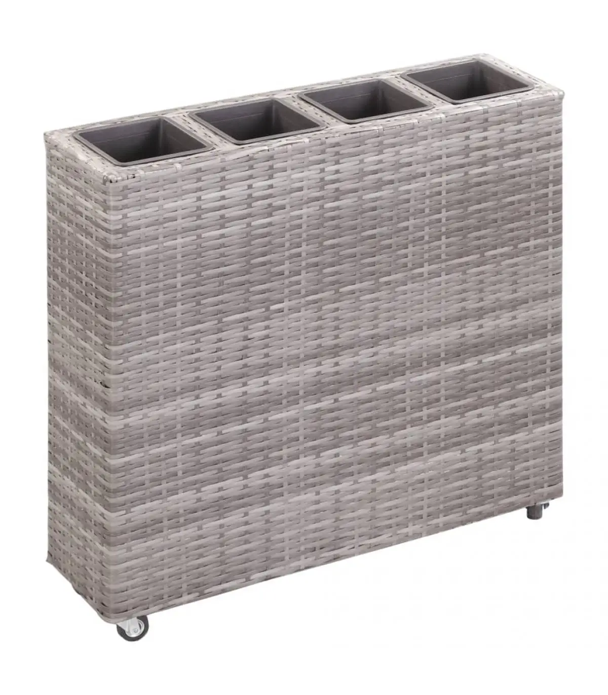 Flowerpots and planters flowerpot with 4 pots of gray synthetic rattan 80x22x79 cm