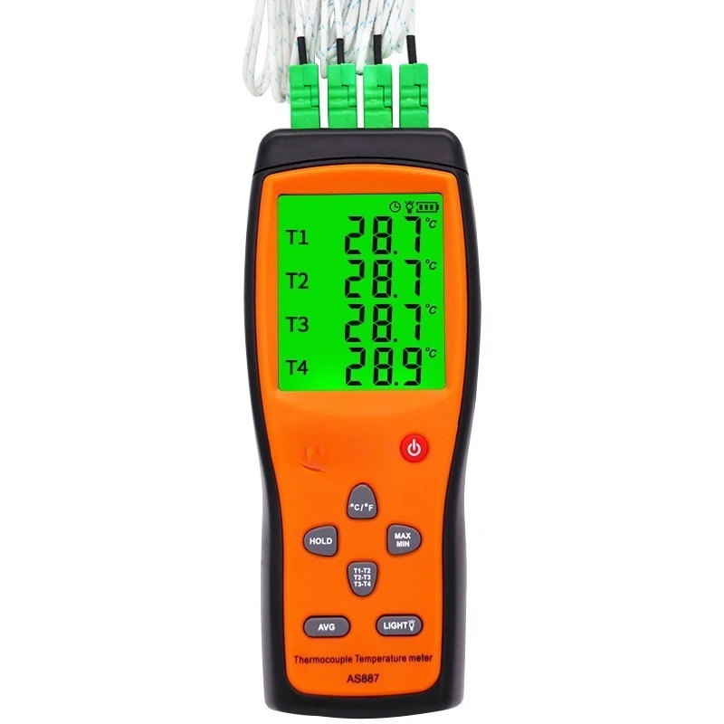

Thermocouple Thermometer AS877/AS887 Dual Quad Channel Digital Display Contact Probe Thermometer