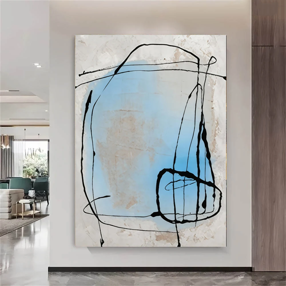 Mhemyo Abstract Expressionism Hand Painted Style Decorative Painting Layered paint Wall Art Perfect for Decorating Living Rooms