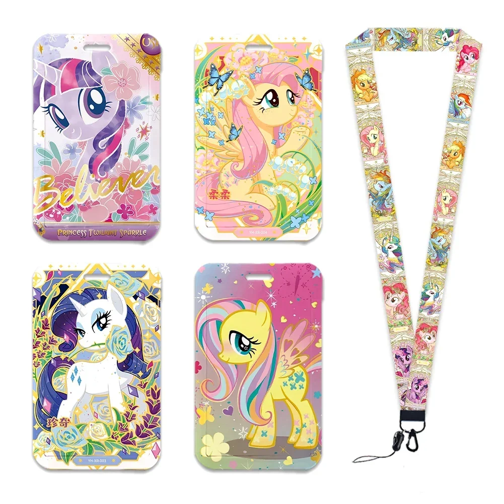 Picture 6: Cartoon Little Pony ID Badge Holder Neck Strap Pendant Door Card Holders Lanyards Girls Lanyard Student Kids Credential Holder