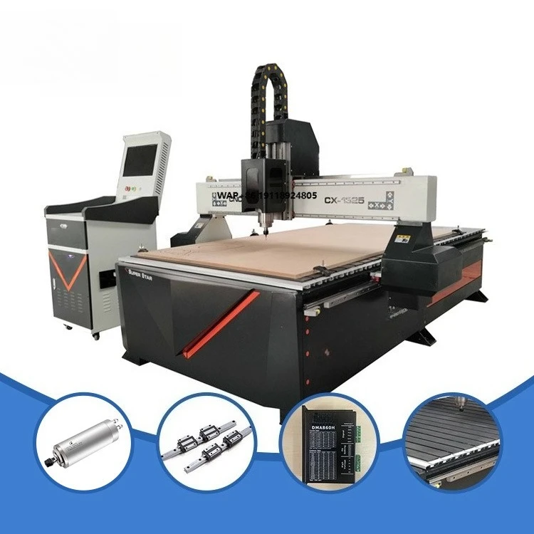 

Automatic 3020 3-Axis CNC Wood Router Machine Large Flat Bed 1325 Milling Engraving Router Mach3 DSP Control Single Bearing