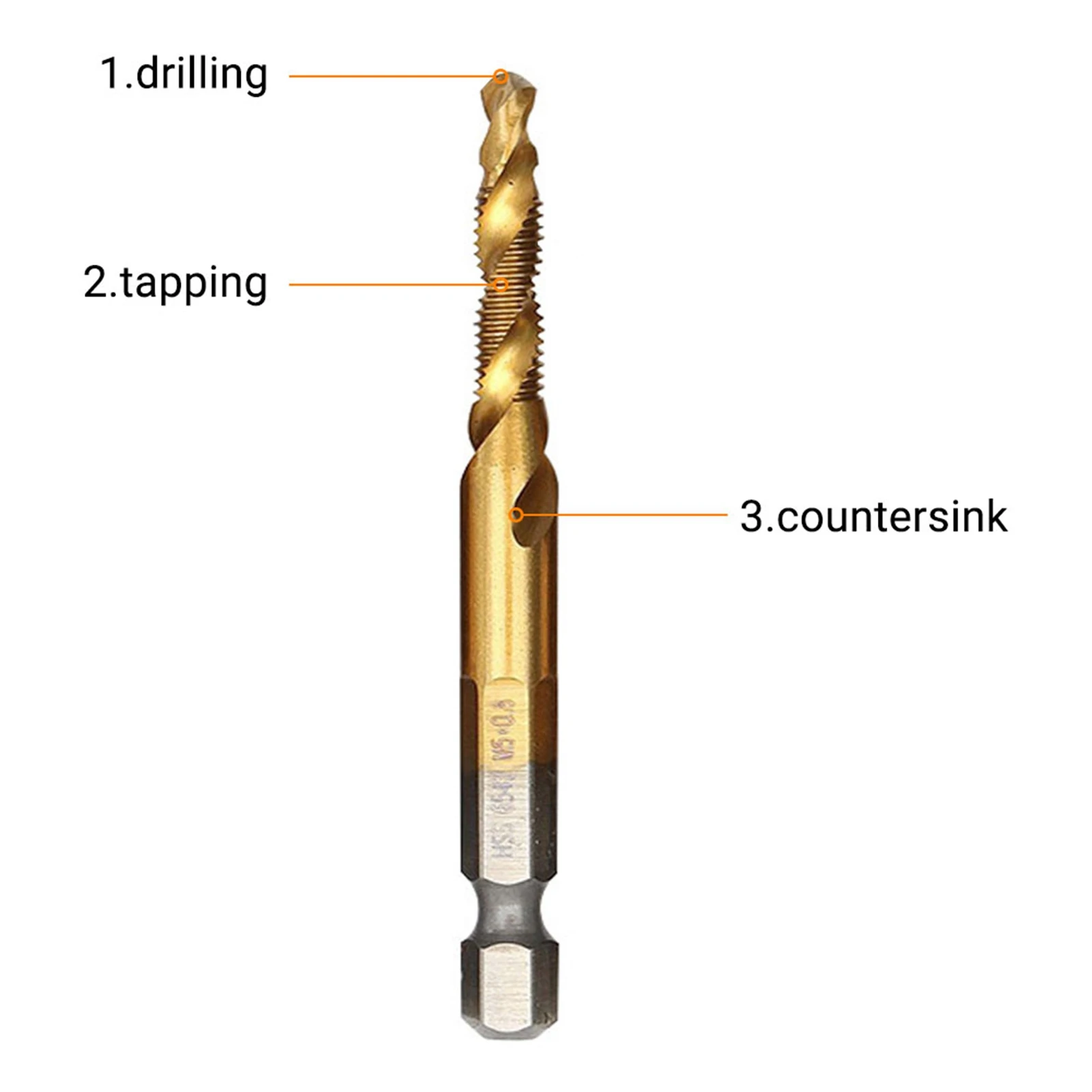6Pcs Tap Drill Bit Hex Shank Titanium Plated HSS Screw Thread Bit Screw Machine Compound Tap M3 M4 M5 M6 M8 M10 Hand Tools