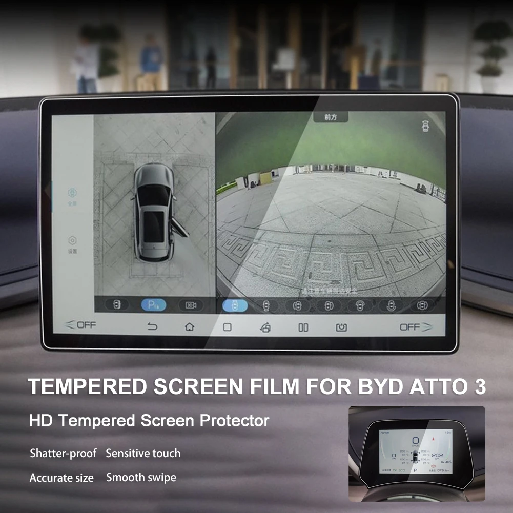 Touch Screen Protector For BYD Atto 3 Yuan Plus 2022 2023 Tempered Glass 12.8 15.6 Inch Center Control Navigation Protection