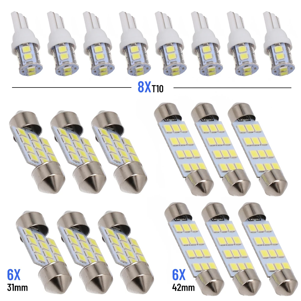 Car Trunk License Plate Lamp Interior Light Garden Indoor LED Parts Replacement White 20 Pcs 31mm Accessories