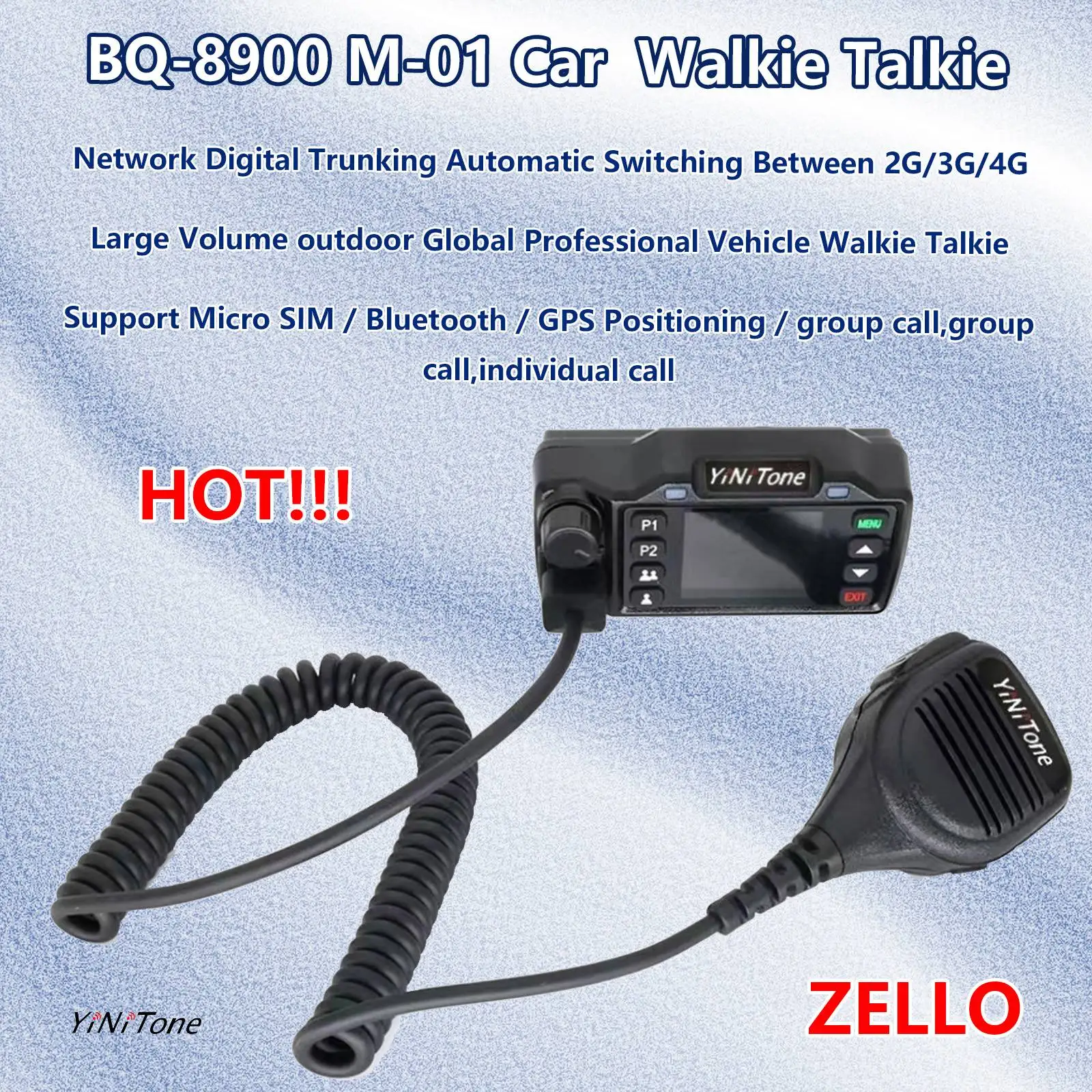 8900 Zello Amateur Mini Mobile CB Radio Supports GPS Positioning bluetooth Wifi SOS M-01 Android Cart ts3 Professional wireless