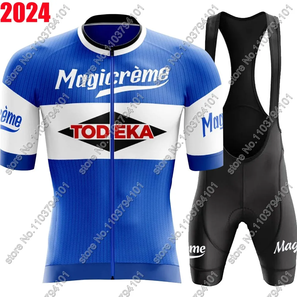 Team Magicreme 2024 Cycling Jersey Set Summer Retro Vintage Cycling Clothing Men Short Sleeve Kit Road Bike Shirt Bib Shorts