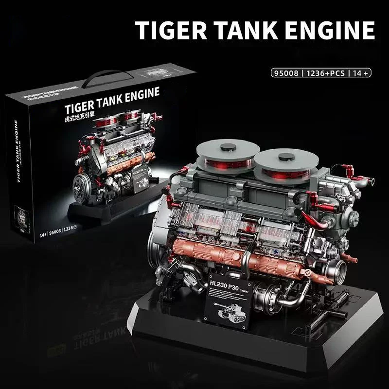 DIY educatieve speelgoedbouwstenen, bouwstenen voor tankmotoren uit de Tweede Wereldoorlog, mechanische speelgoedbeeldjes en speelgoedcadeaus voor jongens