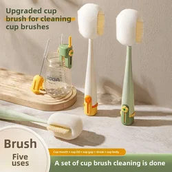 5-in-1cup Washing Tool for Household Use Multifunctional Cup Brush Water Cup Thermos Cup Brush Milk Bottle Cleaning Sponge Brush