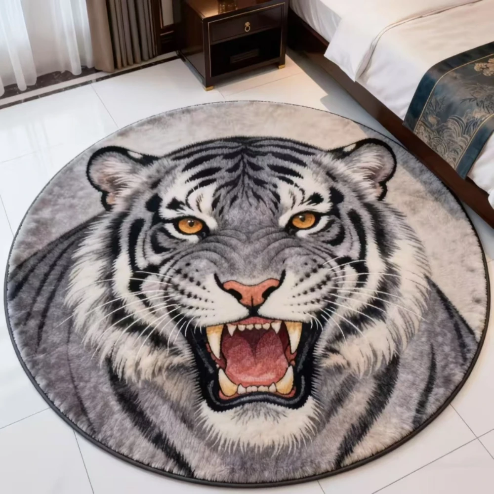 Tiger Pattern Everyday Home Decor Round Carpet Living Room Round Rug Bedroom Round Mat Balcony Space Reading Chair Flat Unit