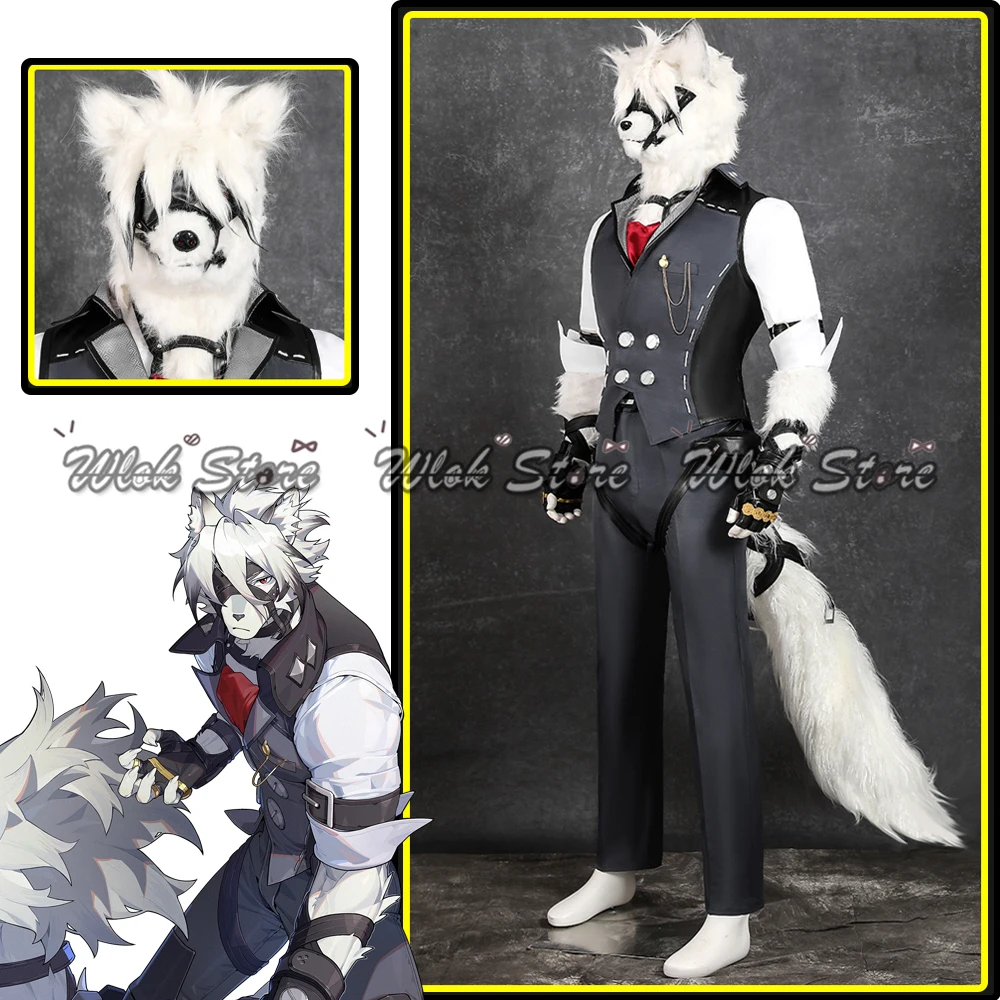 

Game Zenless Zone Zero Von Lycaon Cosplay Costume Headgear Wolf Mask Fur Tail Men Halloween Party Carnival Role Play Outfits