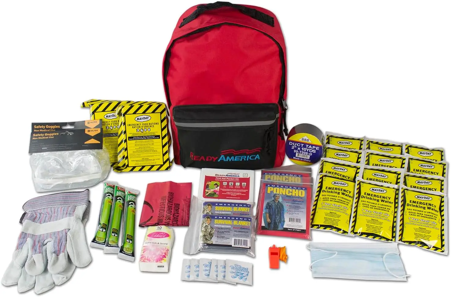 

Emergency Survival Backpack for 2 People, 3-Day Supply with Food, Water, First Aid Kit & Safety Gear