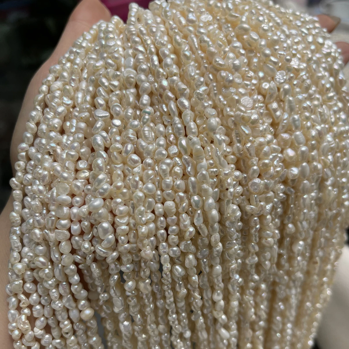 3-4 مللي متر 4-5 مللي متر بشكل غير منتظم لؤلؤ المياه العذبة الطبيعية ستراند الخرز لصنع المجوهرات DIY بها بنفسك النساء قلادة سوار إكسسوارات