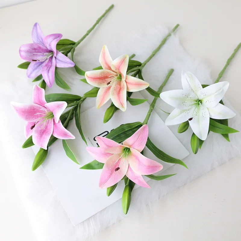 Artificial Lily Flower Wedding Home Decoration Fake Flowers High Quality Luxury Home Decoration Flower Arrangement Wedding