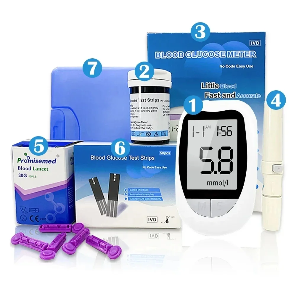 Glucometer Blood Glucose Meter Mmol/L Mg/Dl Medical 50 Test Strips Lancets Glucometro Glycosimeter for Diabetes Sugar Diabetes