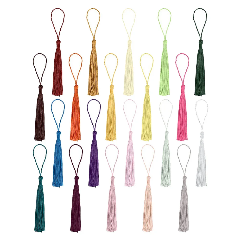 

300 Pcs Manual Tassels Bookmarks Bangle Charms Polyester DIY Keyring Hanging Pendant