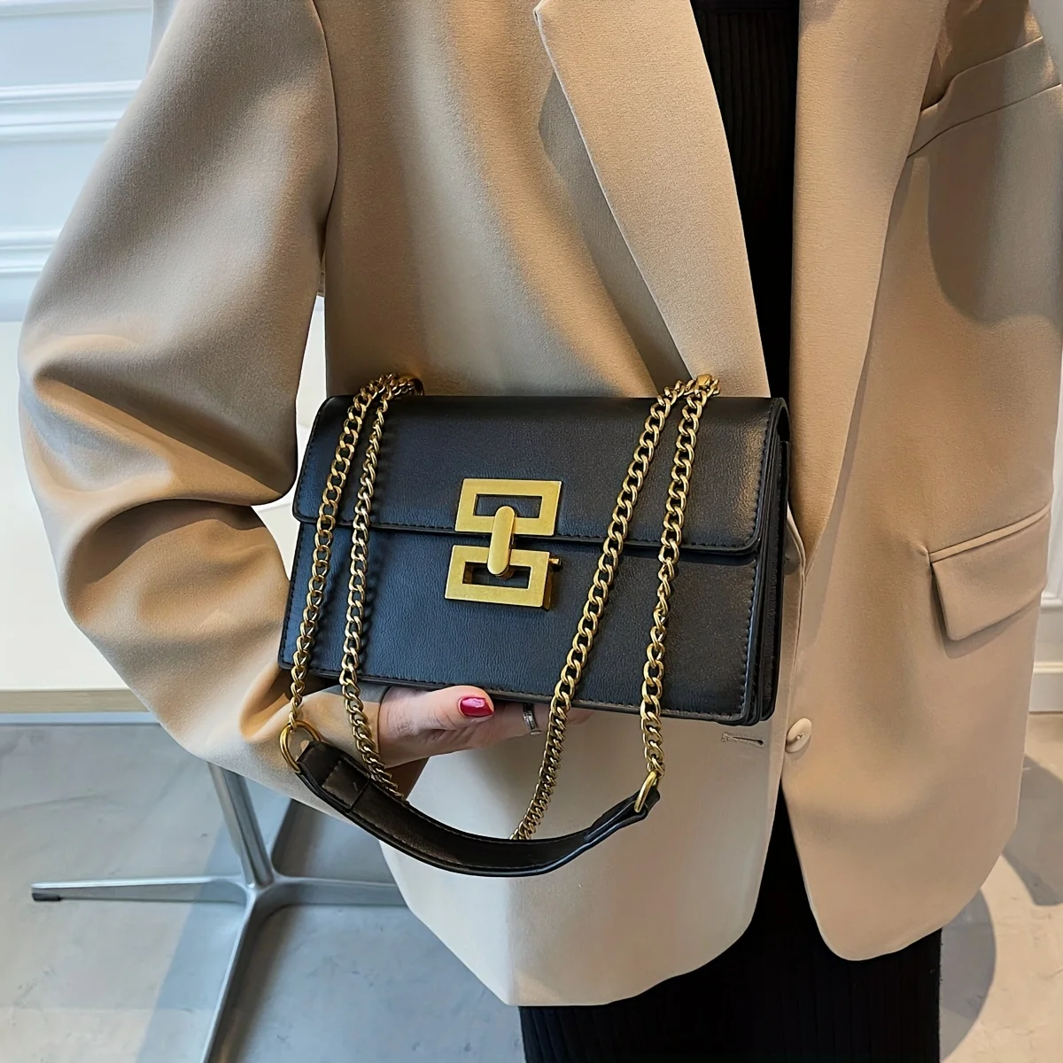 Minimalist Classic Crossbody Bag Square PU Leather Flip Wallet Women's Casual Handbag and Shoulder Bag image 6