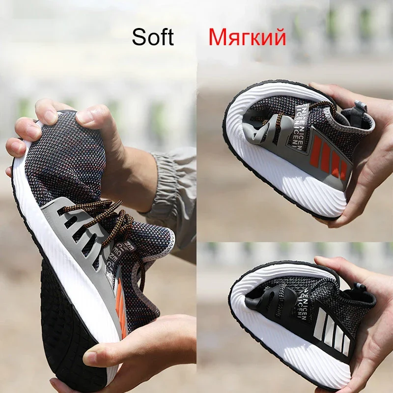 Men\'s Safety Shoes Work Boots Steel Toe Cap Puncture Proof Work Sneakers Outdoor Breathable Mesh Safety Shoes Light Work Shoes